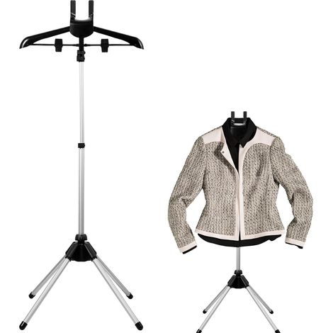 Porte - fer à vapeur rétractable pliable - réglable en hauteur - pour vêtements - noir (1/5)