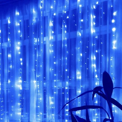 Ghirlanda LED 220v 3m a tenda 16 pendenti 320 led IP44 luce Blu (1/2)