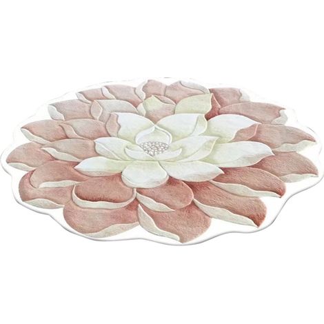 Tapis Floral En Velours Cristal - Diamètre 60 Cm - Motif 3D Transfert Chaleur - Pour Salon Chambre Bureau Balcon (1/5)