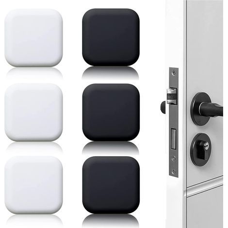 6 Pièces Butée de porte murale noire/blanche adhésive 45mm45mm Bloc porte Stop porte mural adhesif Butoir porte mural adhesif (1/5)