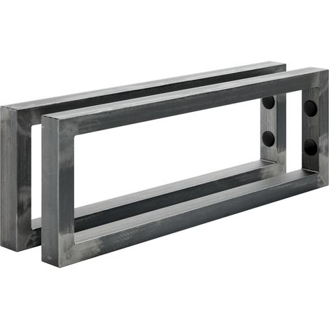 Holzbrink 2 Stück Wandkonsole Rohstahl mit Klarlack für Waschtisch, 450x150 mm, design und stabil Waschtischhalterung, Handtuchhalter