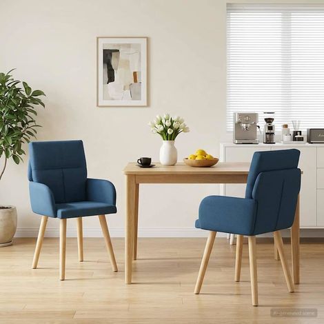 vidaXL Sedie da pranzo 2 pcs Tessuto Blu 60 x 56 x 96 cm (1/5)