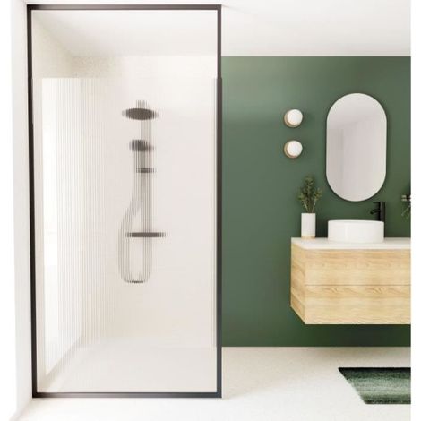 Paroi fixe - HOME GENERATION - Only noir rainure - 120 x 210-265 cm (1/5)