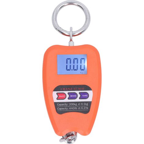 Tragbare elektronische Waage 200 kg, präziser digitaler Haken, hintergrundbeleuchtetes LCD-Display, multifunktionales Handdynamometer, hohe Belastbarkeit, kompakt. (1/5)
