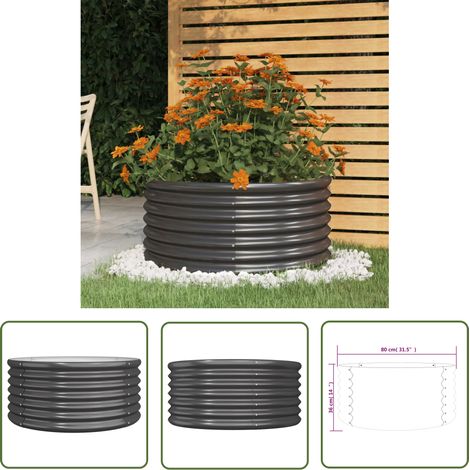 The Living Store Jardinière Acier enduit de poudre 80x80x36 cm Anthracite - Jardin - Pots De Fleurs - Jardinière Extérieure - Décoration Extérieur - Balcon (1/4)