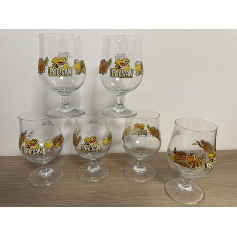 Lot de 6 verres à bière Pélican - 25 cl - Neufs