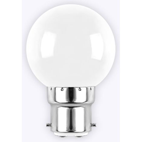 Paquete de 10 bombillas LED B22 de 1 vatio, luz blanca lechosa, con forma de pelota de golf, 220 voltios. (1/5)