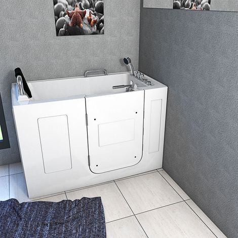 Sitzwanne Whirlpool Badewanne mit Tür S07WP-TH-C 140x76cm (1/5)