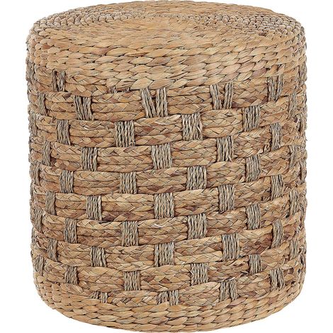 Pouf rotondo fatto a mano giacinto d'acqua naturale 40 cm polistirolo Basslet (1/5)