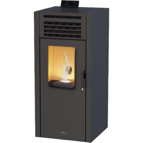 Poêle à granulés option canalisable - BRONPI Adel 13 kW Noir - Avec module wifi - Avec KIT DROIT et KIT GAUCHE de canalisation (1/4)