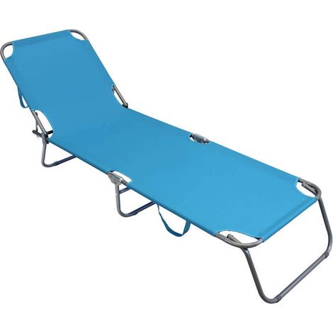 Chaise longue pliante de jardin bleu métal verni et tissu Rimini (1/3)