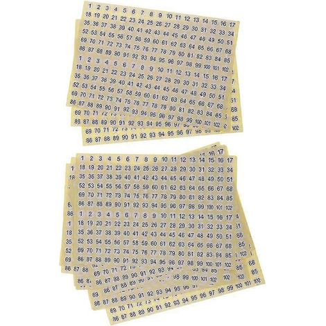 15 feuilles d'étiquettes autocollantes rondes numérotées de 1 à 102 (1/5)