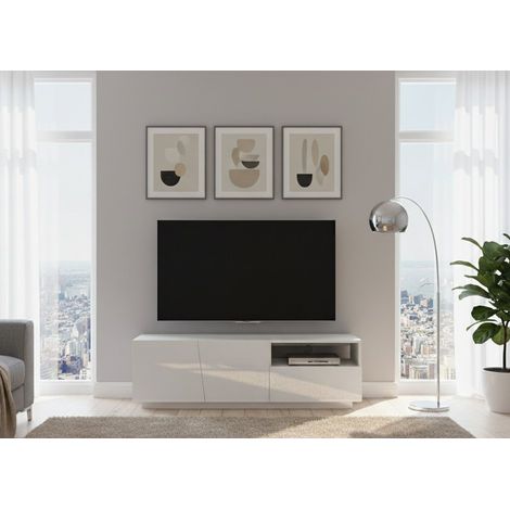 Mobile Porta tv - un Ripiano un Cassetto, Bianco Lucido, -, 150x43x46h cm AnnaRegina