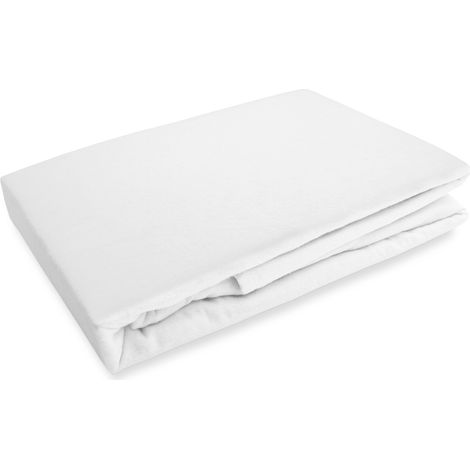 Drap-housse en flanelle 160x200 cm, doux et chaud, blanc (1/5)
