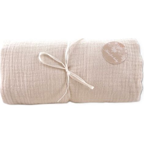Drap-housse en mousseline pour berceau 12060 (beige vanille) (1/3)