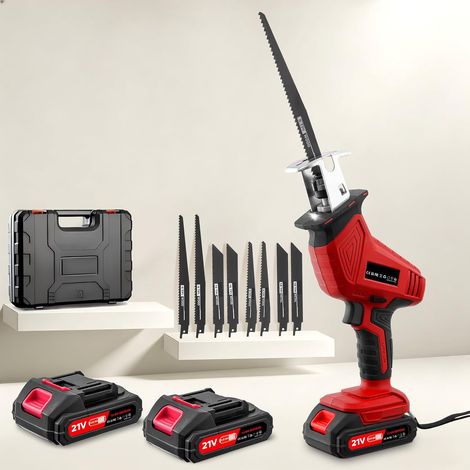 Akku Säbelsäge 21V & Reciprosäge, 4000 U/min Kabellos mit 2x 2.0Ah Akku, 8 Sägeblätter für Holz Metall, Fuchsschwanz Säge Elektrisch für Baustelle Garten (1/5)