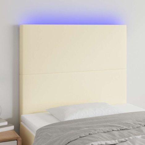 vidaXL Cabecero con luces LED cuero sintético crema 90x5x118/128 cm (1/5)