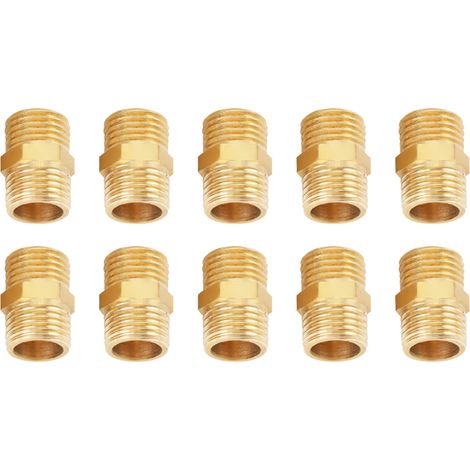 10 raccords hexagonaux en laiton filetage extérieur 1/4 BSP à 1/4 BSP adaptateur rapide pour tuyaux (1/5)