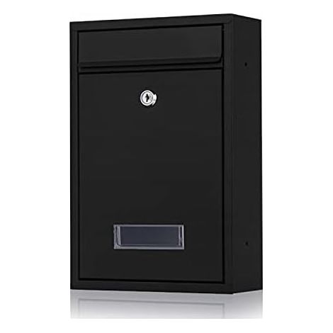 Buzón de acero galvanizado con placa identificativa y llave (negro) (1/4)