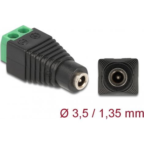 Delock Adaptador CC 1,35 x 3,5 mm hembra  Bloque de terminales de 2 contactos