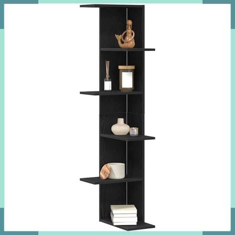 868052 étagère d'angle murale Chêne noir 36.5 x 36.5 x 140 cm (1/5)