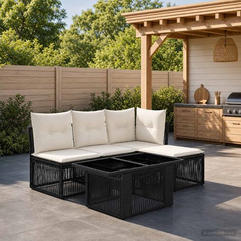 vidaXL Set Divano da Giardino 5 pz Nero polyrattan (1/5)