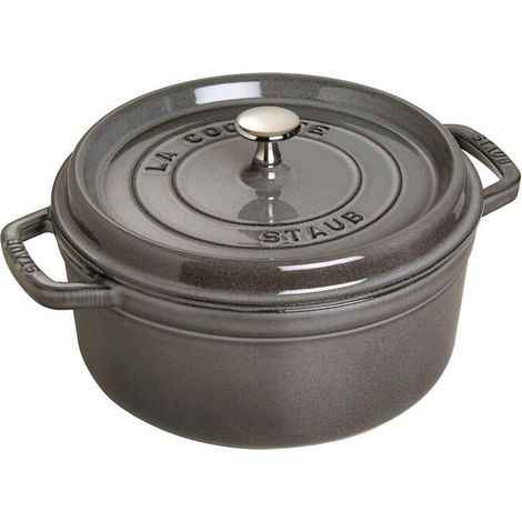 Staub Cocotte redonda 24 cm gris grafito de hierro fundido esmaltado (1/4)