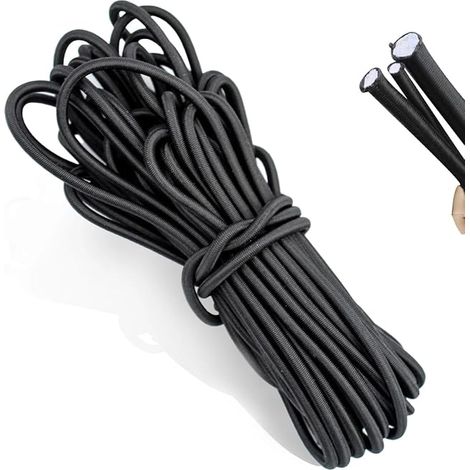 4 mm x 10 m Black Elastic Cord for Tarpaulin Strap Rubber Stretch Rope for Camping (1/5)