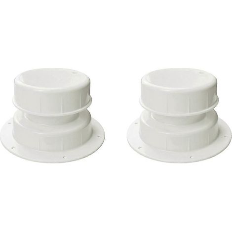 Kit de 2 bouchons de ventilation blancs pour plomberie de VR, pour caravanes et camping-cars, pour tuyaux de 1 à 2 3/8 pouces. (1/5)