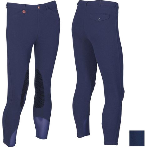 46 IT, blu: Pantalon d'équitation léger d'été pour hommes avec applications aux genoux en silicone