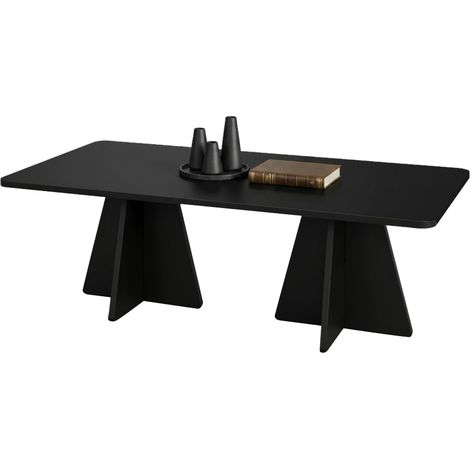 Couchtisch Ottana, rechteckig, Platte aus Holzwerkstoff, schwarze Tischplatte, 120x60x40h cm, Schwarz