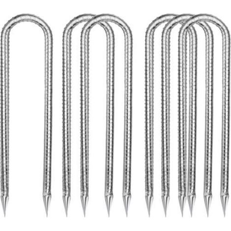 Ancrage au Sol - Galvanisé - 30CM - 6 Piquets en U - Acier Extra Épais - Résistant aux Intempéries (1/4)