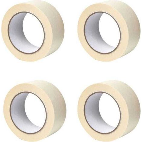 4er-Pack Krepppapier-Abdeckband – Oberflächenschutz bei Maler- und Tapezierarbeiten – 50 mm x 50 m – Beige