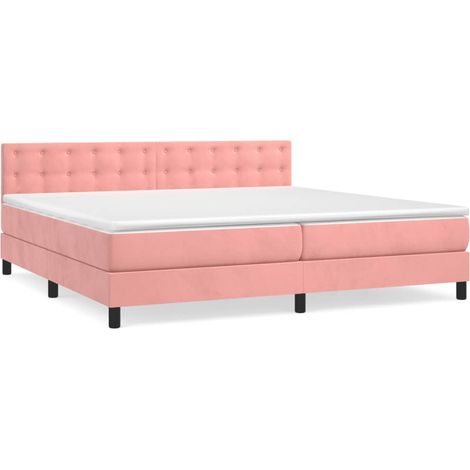 Maison Exclusive - Giroletto a Molle con Materasso Rosa 200x200 cm in Velluto (1/5)