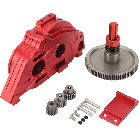 Getriebegehäuse aus Aluminiumlegierung mit Ritzel und Kettenrad für ARRMA SENTON Granite Typhon 1/10 RC-Car (rot) (1/5)