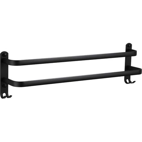 VURAHOME – Wand-Handtuchhalter für Handtuchtrockner, Doppelstange, 40 cm, Edelstahl, Mattschwarz (1/5)