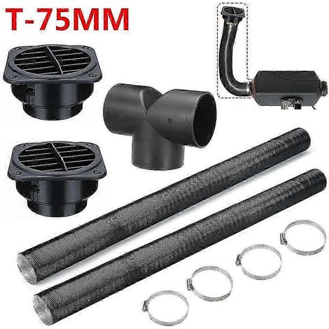 Conduit de sortie chaude pour tuyau de chauffage 75 mm pour Webasto, Eberspacher et Propex, ensemble de colliers de serrage (style en T)