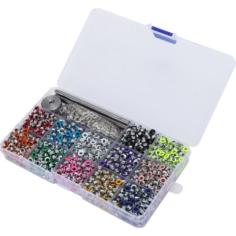 Rivet creux métallique à œillet coloré, accessoire de perforation pour vêtements avec outil de pose à poinçonner (1/5)