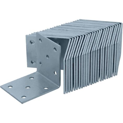 24 Equerre metal perforée, Acier galvanisé, Finition bleue, Pour assemblage bois et bricolage (1/5)