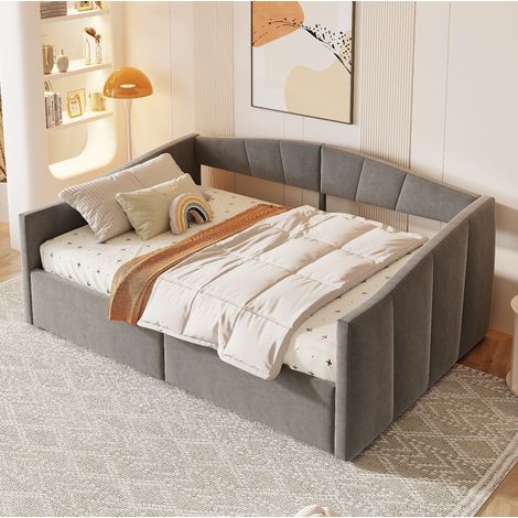 Letto contenitore matrimoniale 140x200 cm, con contenitore idraulico e rete a doghe, in velluto grigio, senza materasso (1/5)
