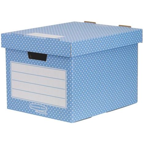 Caisse archives mini carton Fellowes Style H 33,5 x L 40,4 x P 29,2 cm bleue - Lot de 4