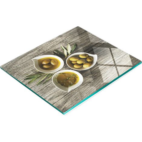Tabla de cortar y servir de vidrio decorativa para aceite de oliva, 60x52 cm (1/5)