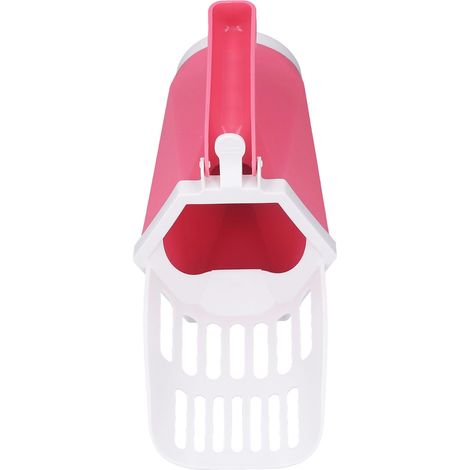 Pelle à litière pour chat 3 en 1 avec support de sac à litière intégré, pour une utilisation intérieure et extérieure, rouge. (1/5)