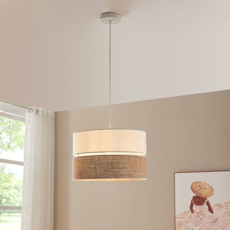 Lámpara colgante Barton 25xØ40 cm - Blanco/Efecto lino [lux.pro]