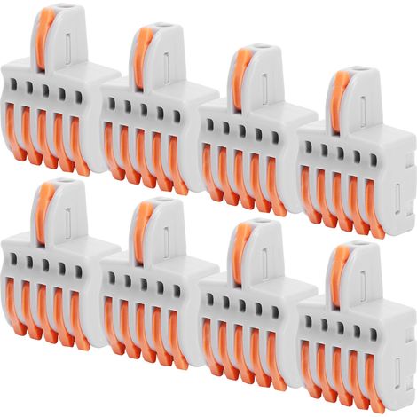 20 connecteurs rapides SPL 1 entrée 5 sorties, répartiteur à poussoir, bornes de fil en cuivre et PC (orange) (1/5)