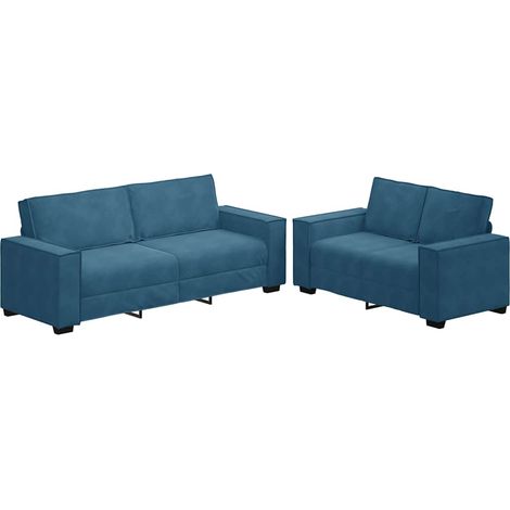 vidaXL Set di Divani 2 pz con Cuscini Blu in Velluto (1/5)