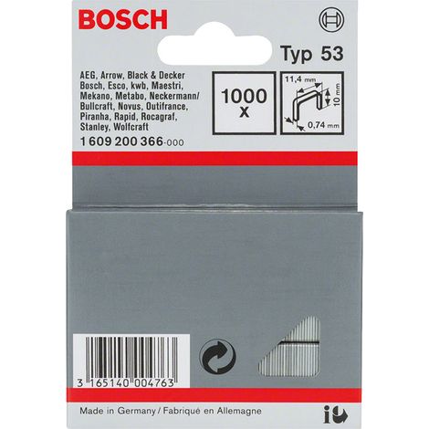 Grapa tipo 53:114x074x10mm: 1.000uds BOSCH 1609200366