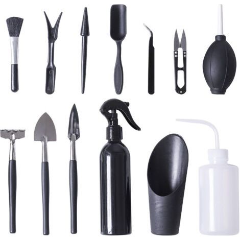 Lot de 13 Mini Outils de Jardin pour Plantes succulentes, Transplantation à la Main, kit de Cactus (Metal) (1/5)