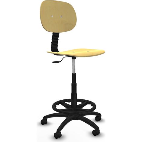 Taburete Tus contacto lama madera  base poliamida ruedas nailon 50mm aro nailon