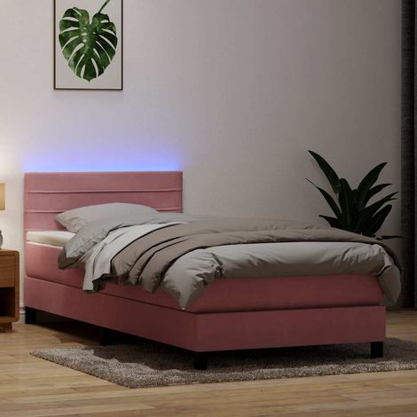 Boxspringbett mit Matratze & LED Rosa 80x220 cm Samt